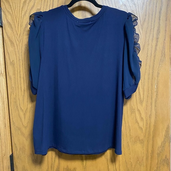 Philosophy 1X woman Navy Blue Ruffle Sleeve NWT - Picture 2 of 8